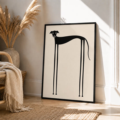 Minimalist Greyhound Silhouette Canvas Wall Art