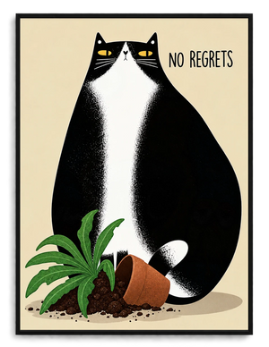 No Regrets Funny Cat Canvas Wall Art w4054