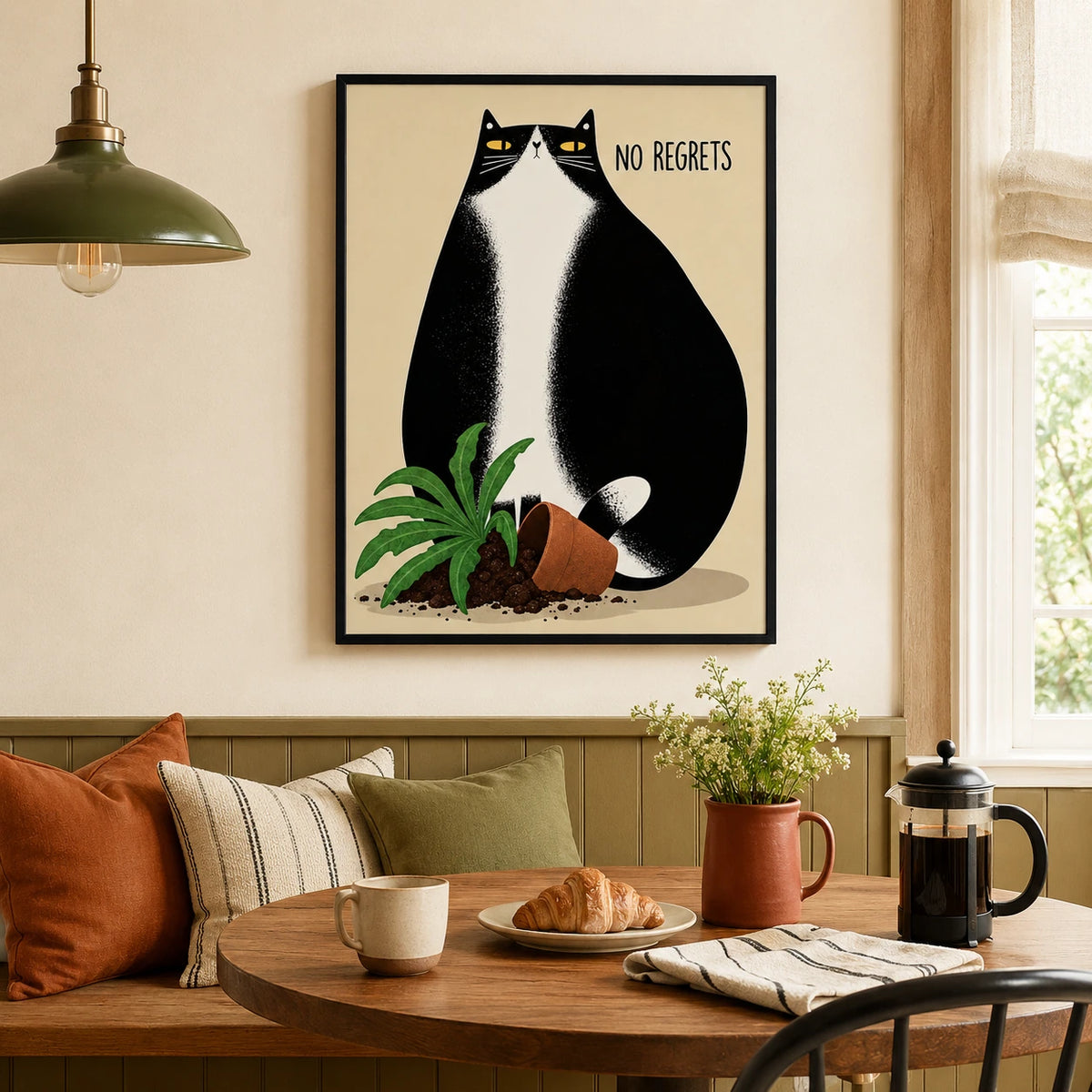 No Regrets Funny Cat Canvas Wall Art w4054