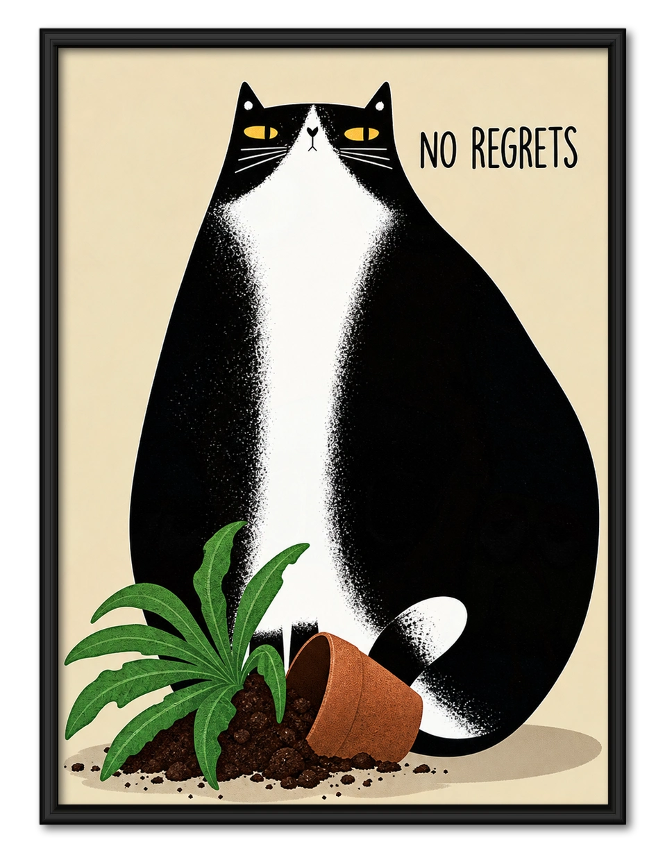 No Regrets Funny Cat Canvas Wall Art w4054