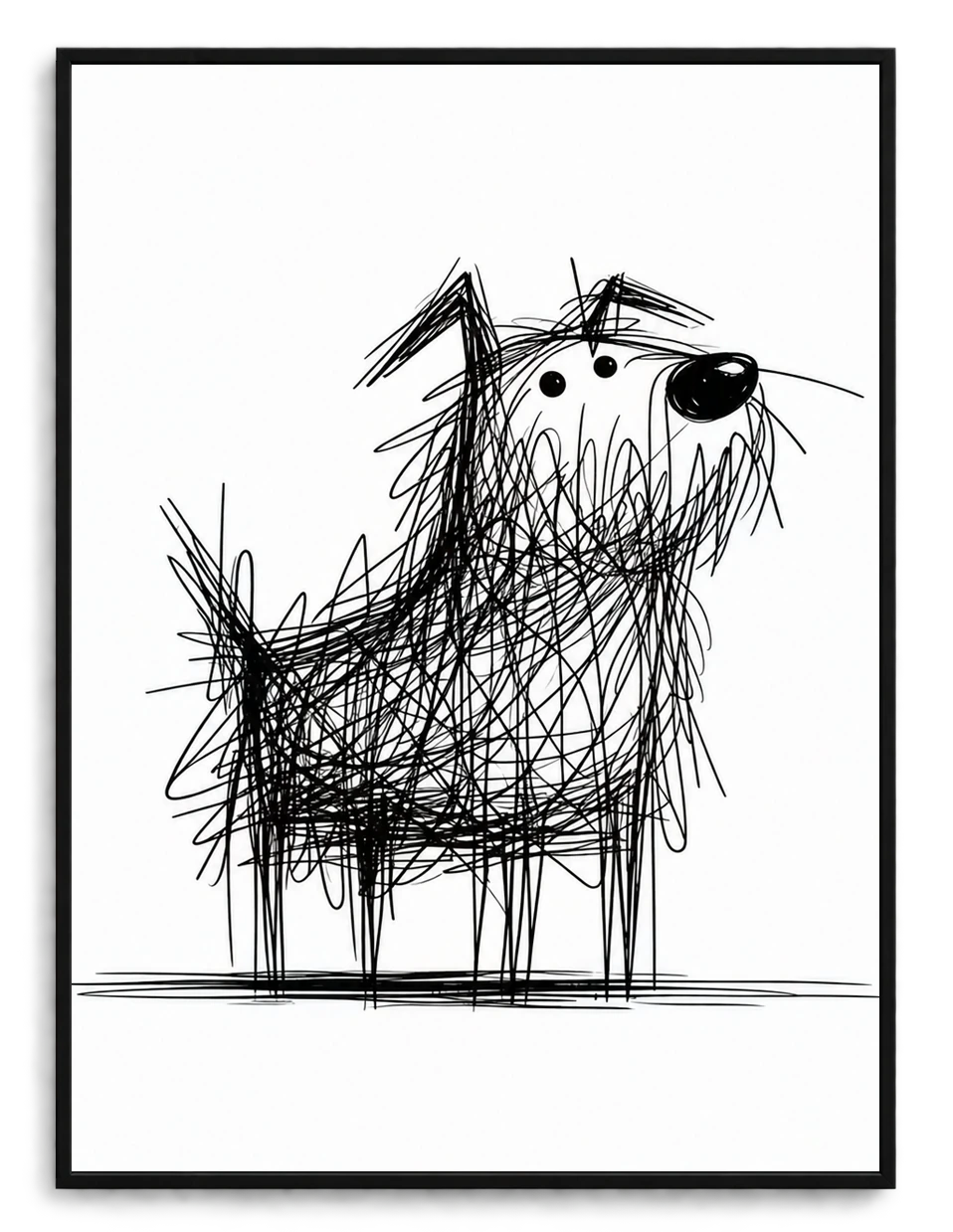 Scruffy Dog Sketch Wall Art - Quirky Line Drawing Print