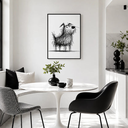 Scruffy Dog Sketch Wall Art - Quirky Line Drawing Print