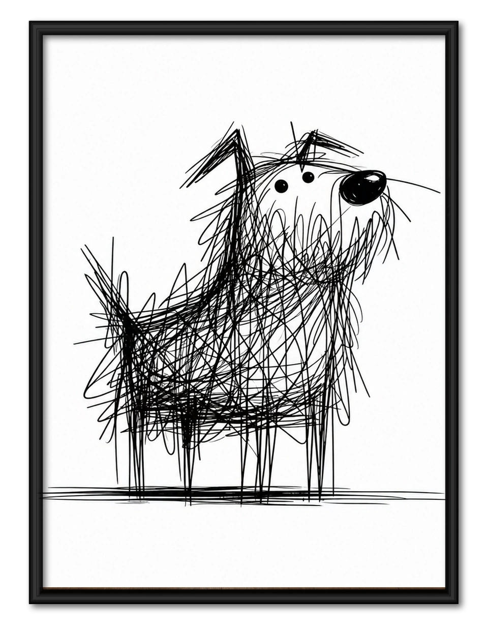 Scruffy Dog Sketch Wall Art - Quirky Line Drawing Print
