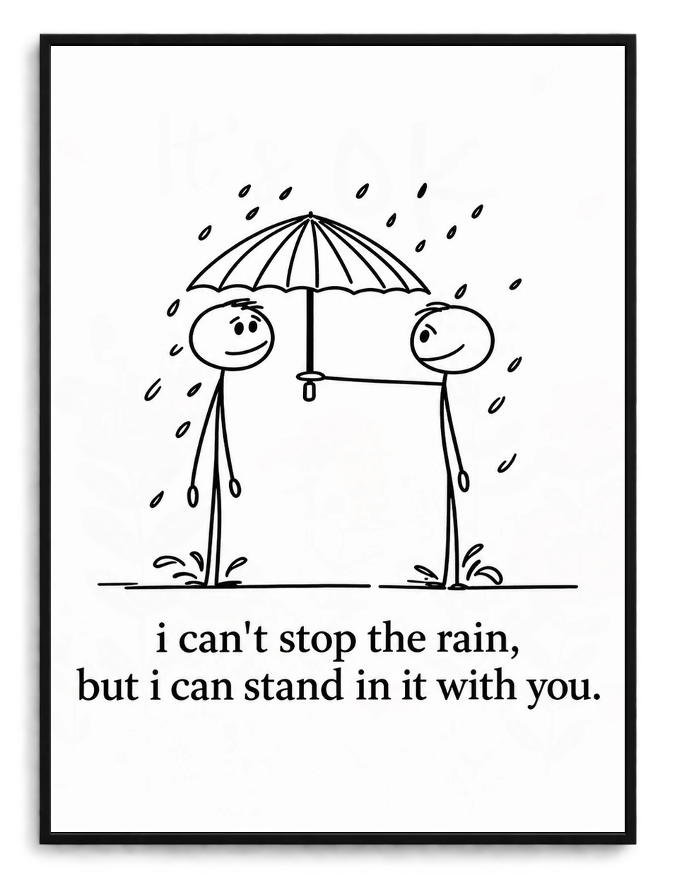 Stick Figure Rain Love Quote Canvas Print