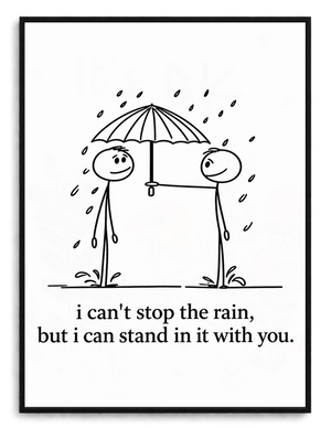 Stick Figure Rain Love Quote Canvas Print