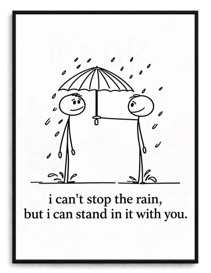 Stick Figure Rain Love Quote Canvas Print