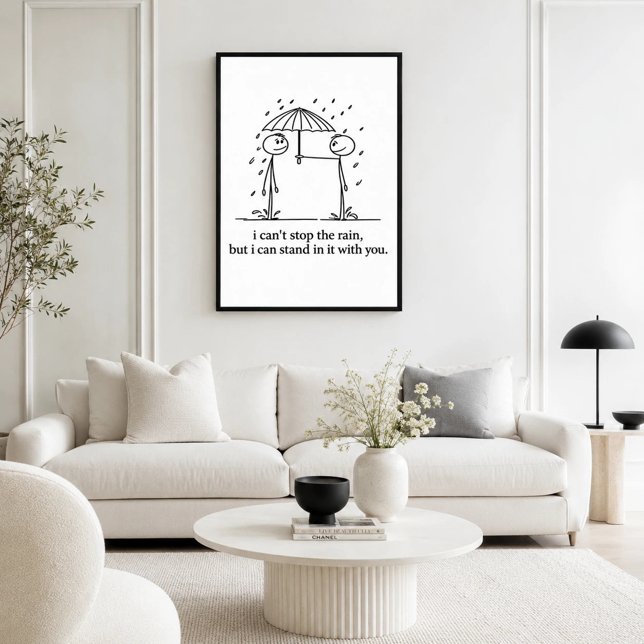 Stick Figure Rain Love Quote Canvas Print