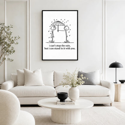 Stick Figure Rain Love Quote Canvas Print
