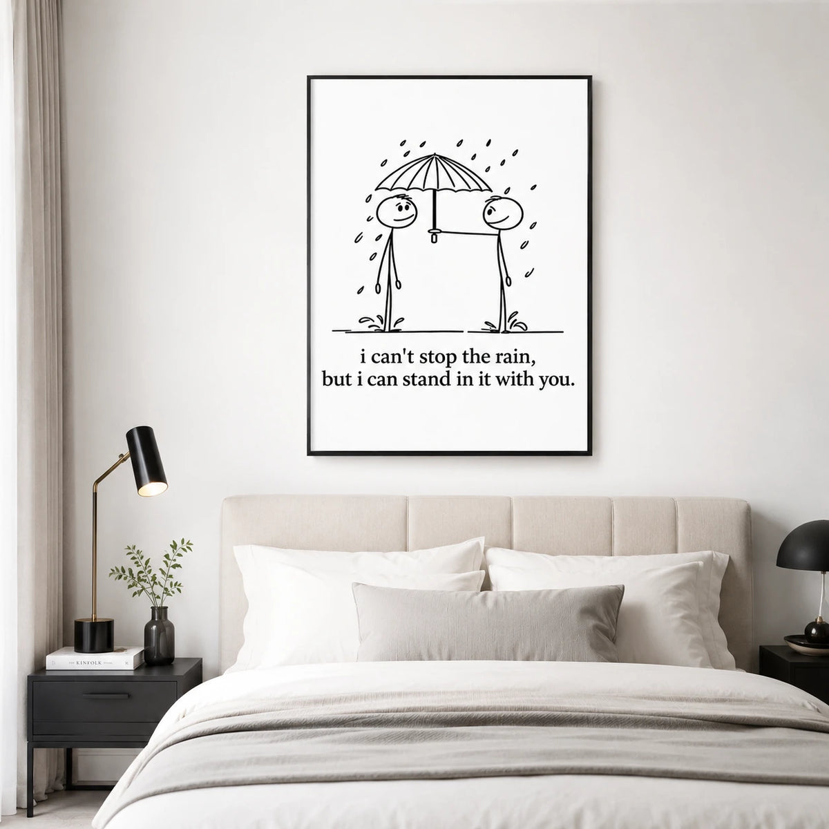 Stick Figure Rain Love Quote Canvas Print