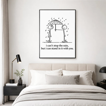 Stick Figure Rain Love Quote Canvas Print