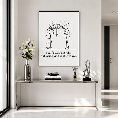 Stick Figure Rain Love Quote Canvas Print