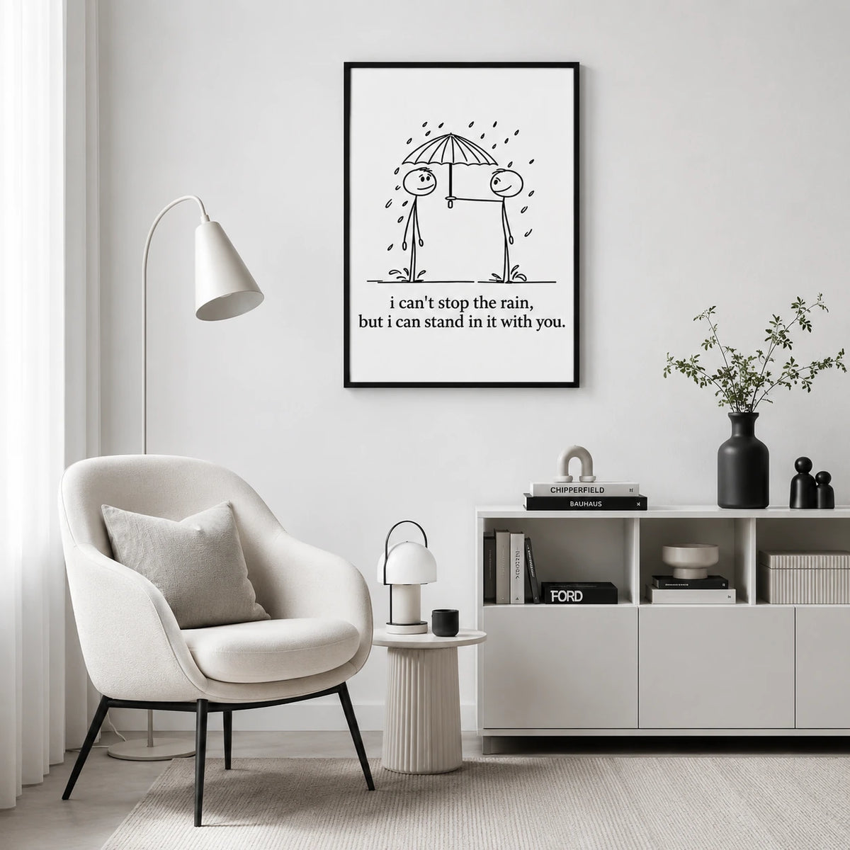 Stick Figure Rain Love Quote Canvas Print