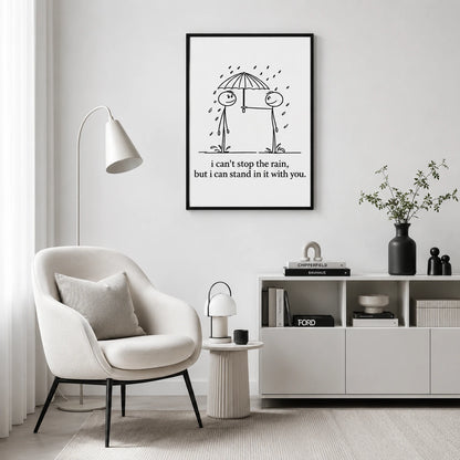 Stick Figure Rain Love Quote Canvas Print