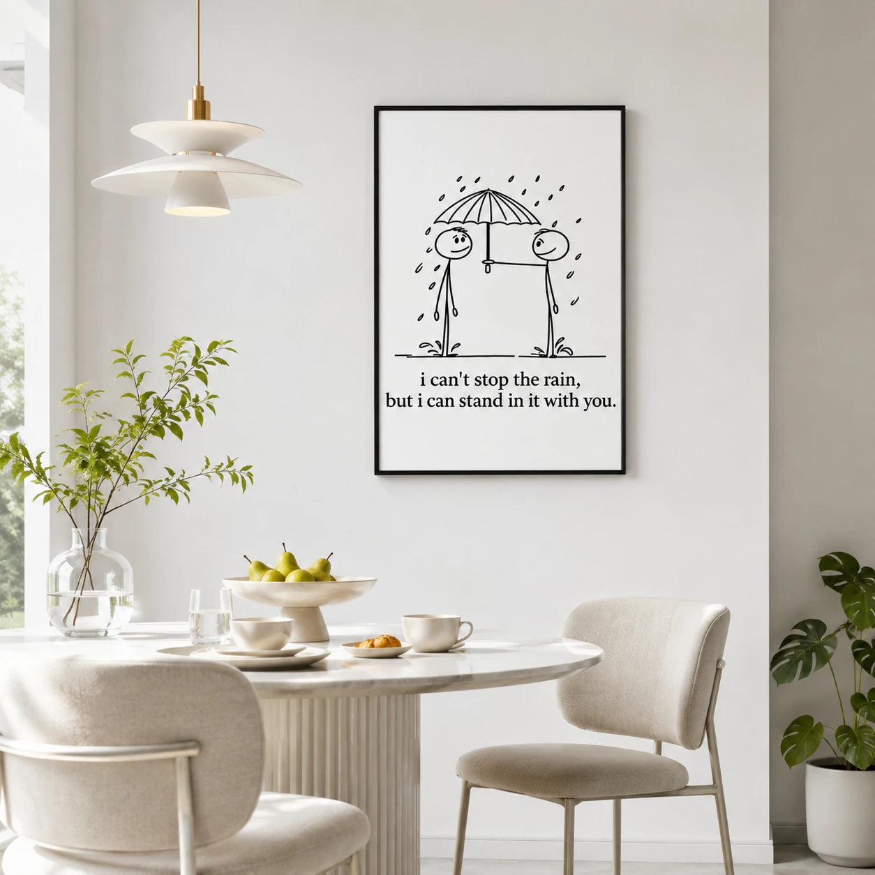 Stick Figure Rain Love Quote Canvas Print