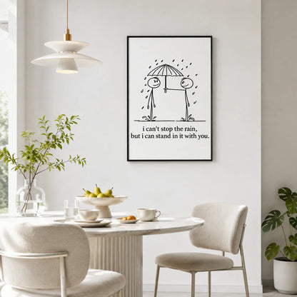 Stick Figure Rain Love Quote Canvas Print