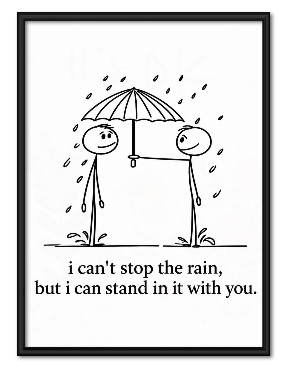 Stick Figure Rain Love Quote Canvas Print
