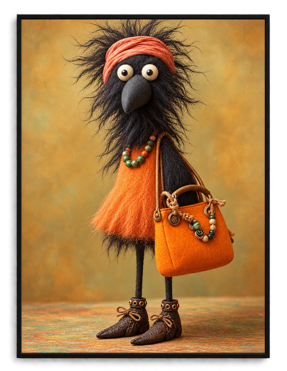 Whimsical Boho Bird Canvas Wall Art