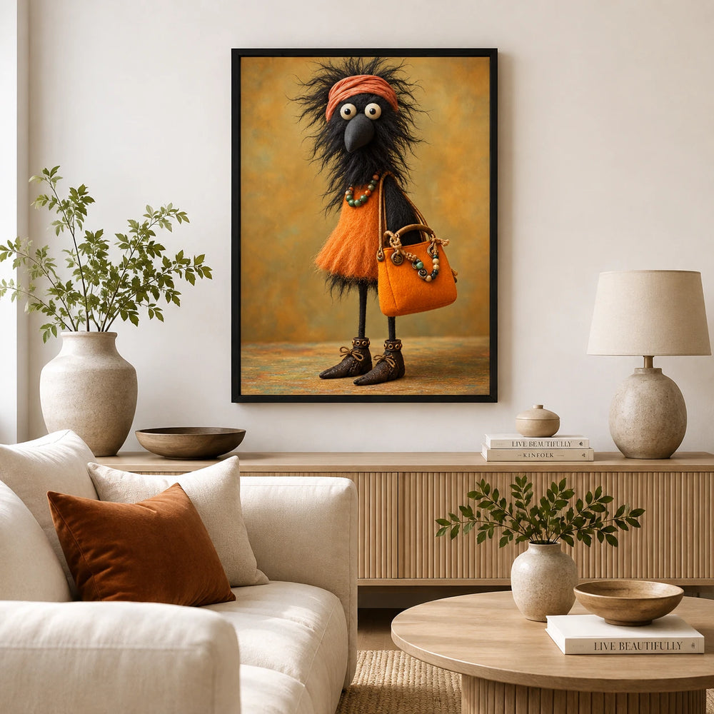 Whimsical Boho Bird Canvas Wall Art