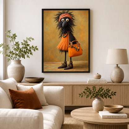 Whimsical Boho Bird Canvas Wall Art