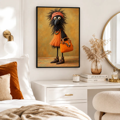 Whimsical Boho Bird Canvas Wall Art