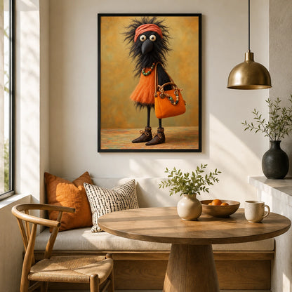 Whimsical Boho Bird Canvas Wall Art