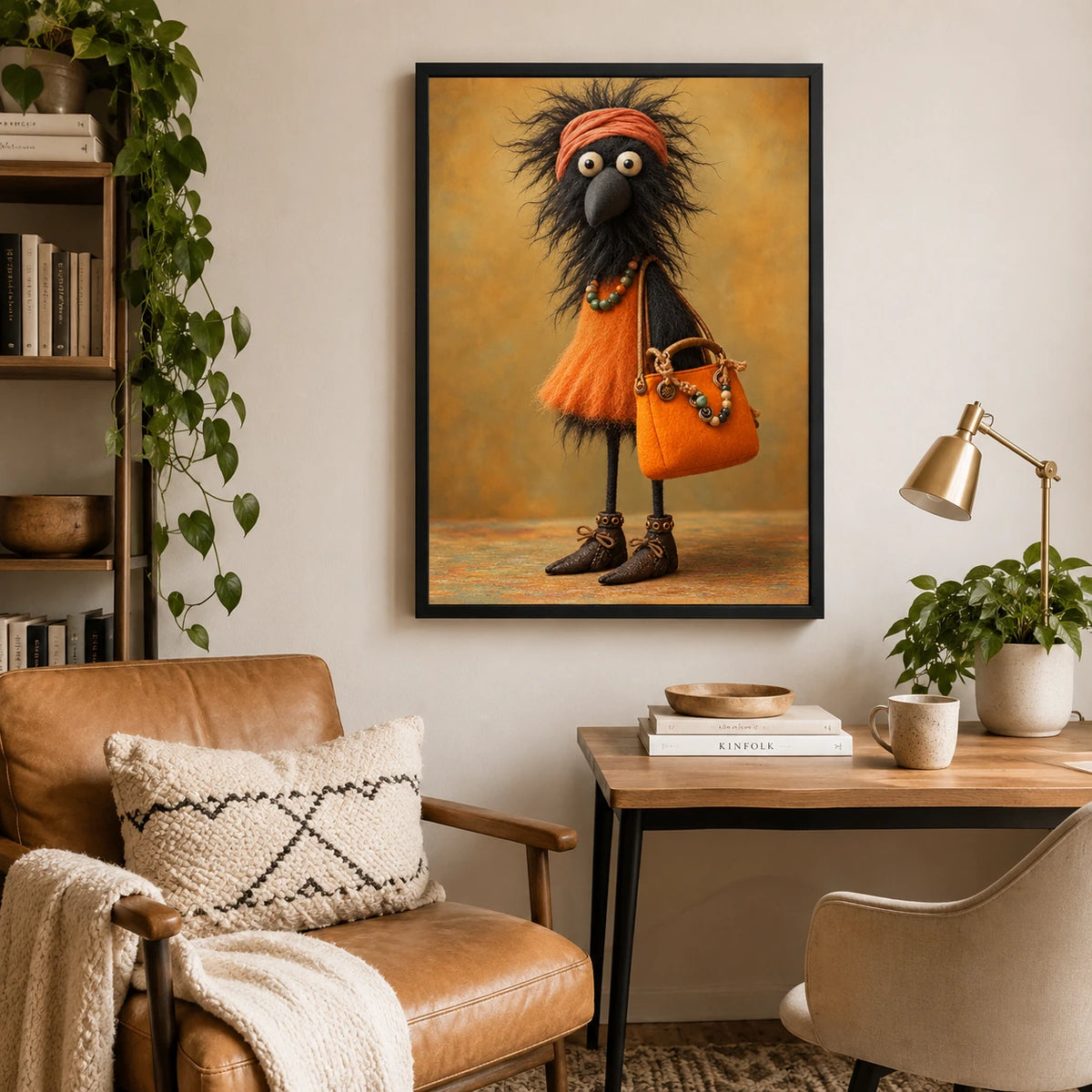 Whimsical Boho Bird Canvas Wall Art