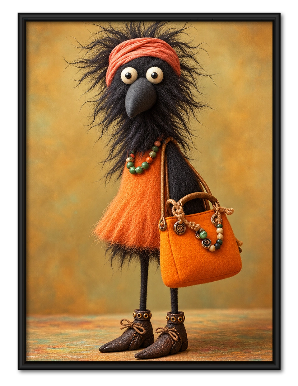 Whimsical Boho Bird Canvas Wall Art