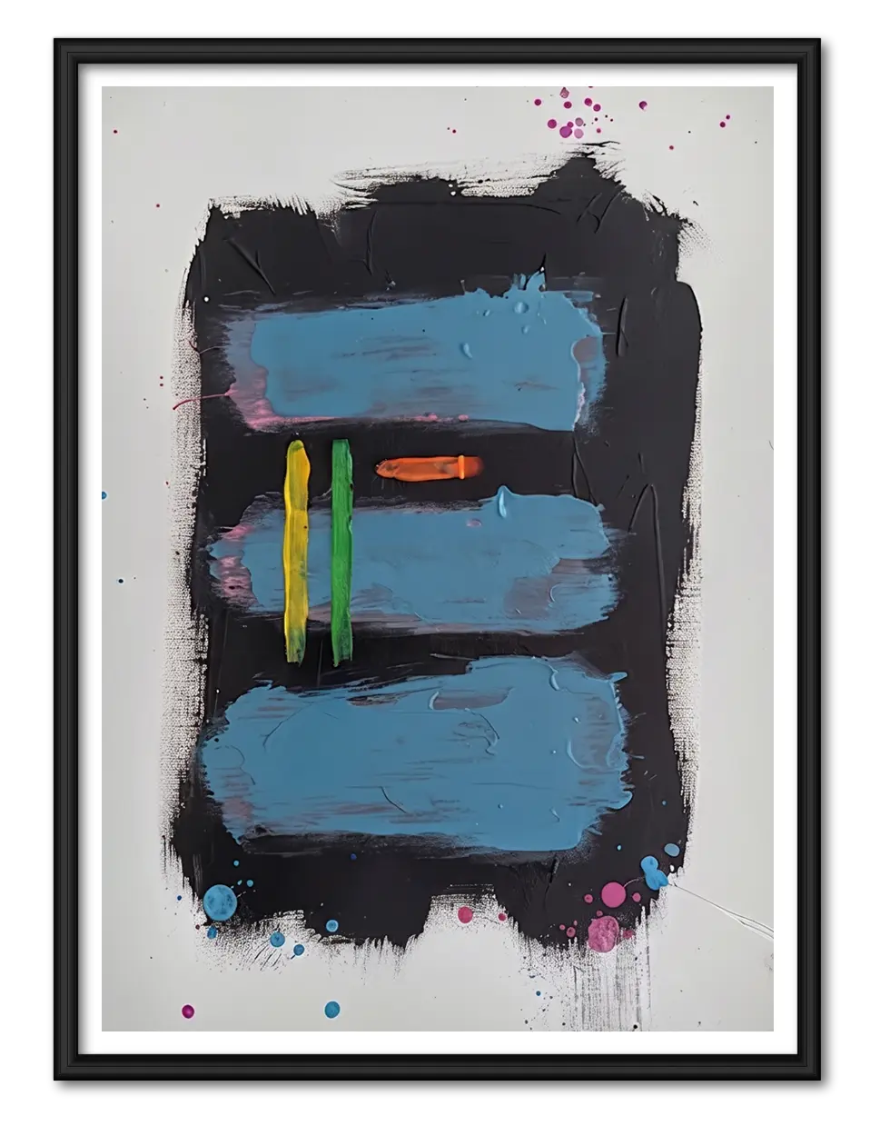 Blue Black Abstract Brushstroke Wall Art 1
