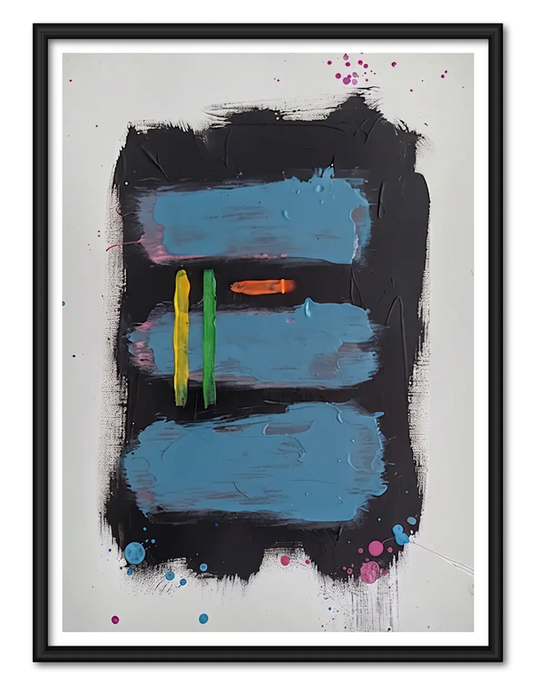 Blue Black Abstract Brushstroke Wall Art