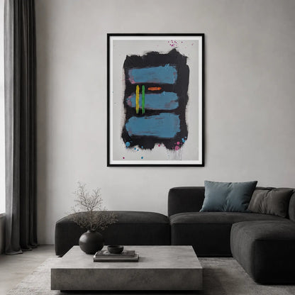 Blue Black Abstract Brushstroke Wall Art 2