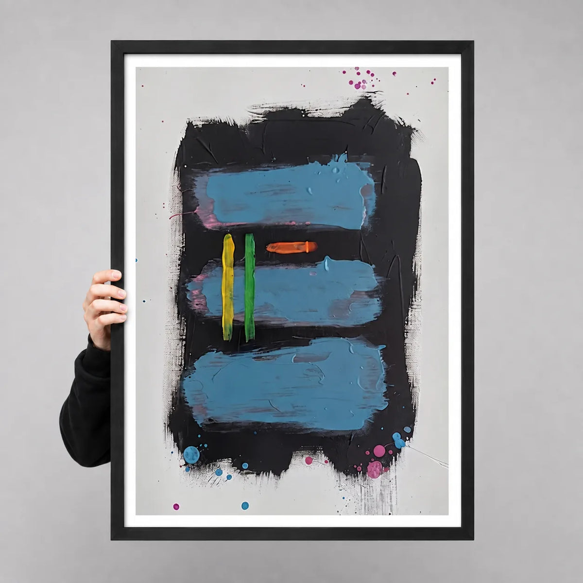 Blue Black Abstract Brushstroke Wall Art 3