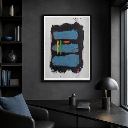 Blue Black Abstract Brushstroke Wall Art 4