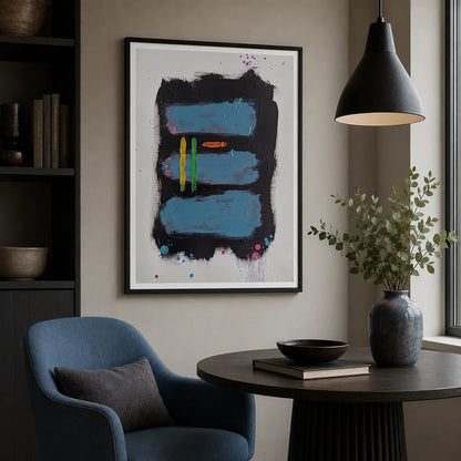 Blue Black Abstract Brushstroke Wall Art 5