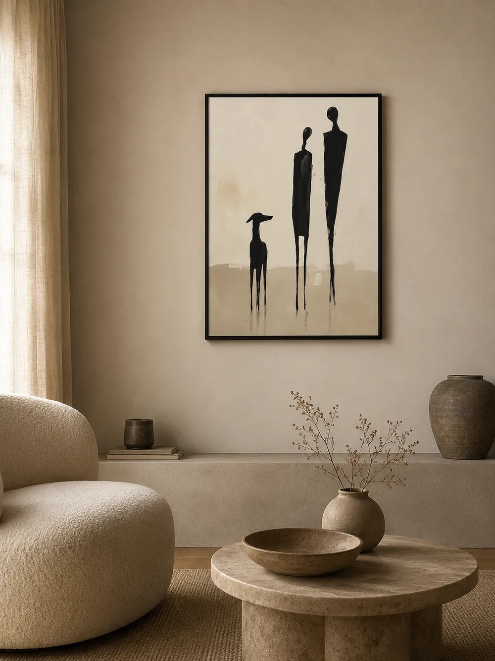 Abstract Black Silhouette Figures Minimal Wall Art 2