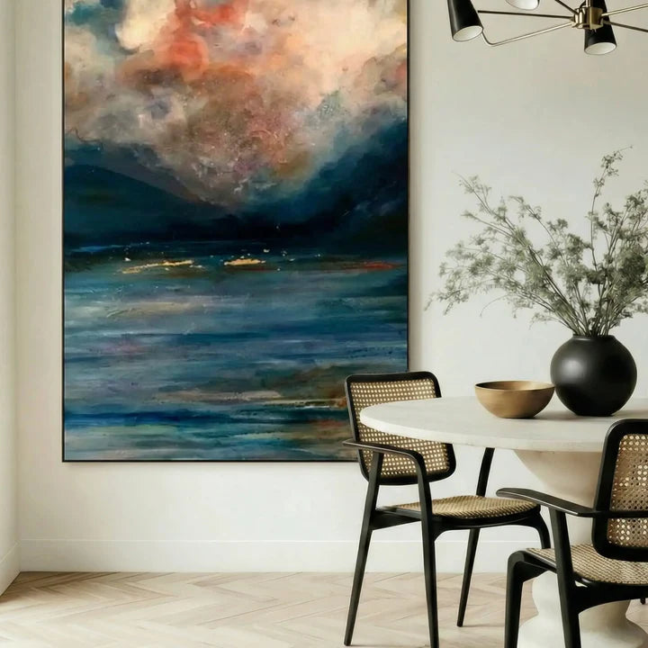 The Tree-Lined Little Shop 鈥?Charming Boutique Street Scene Wall Art on Natural Wood Canvas | W069
