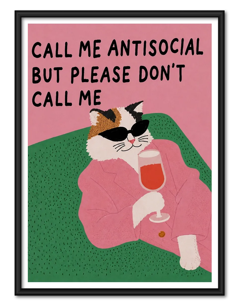 Antisocial Cat Wine Wall Art 1