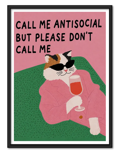 Antisocial Cat Wine Wall Art 1