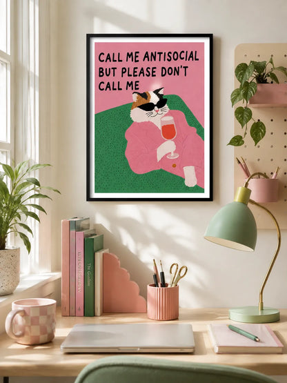 Antisocial Cat Wine Wall Art 2