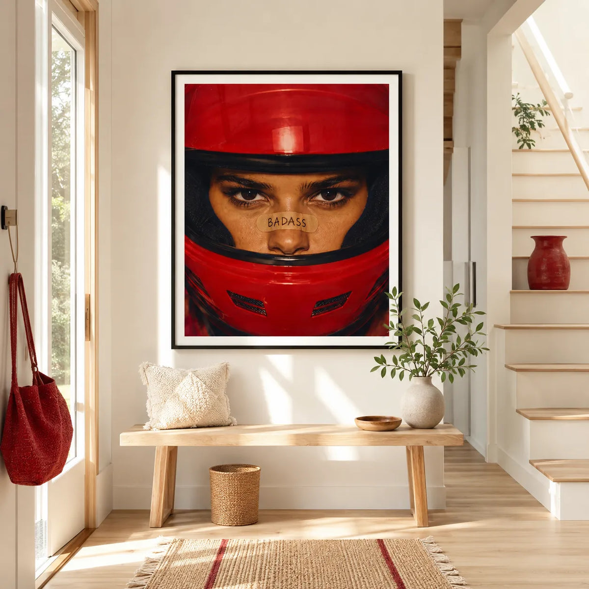 Badass Red Helmet Portrait Wall Art 5