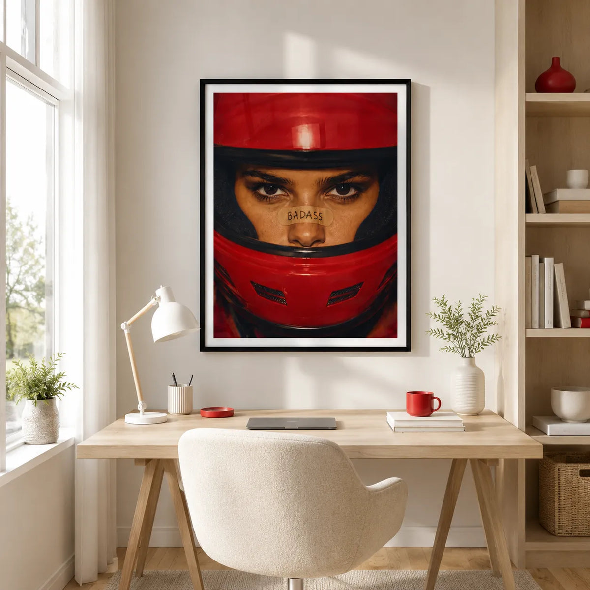 Badass Red Helmet Portrait Wall Art 6