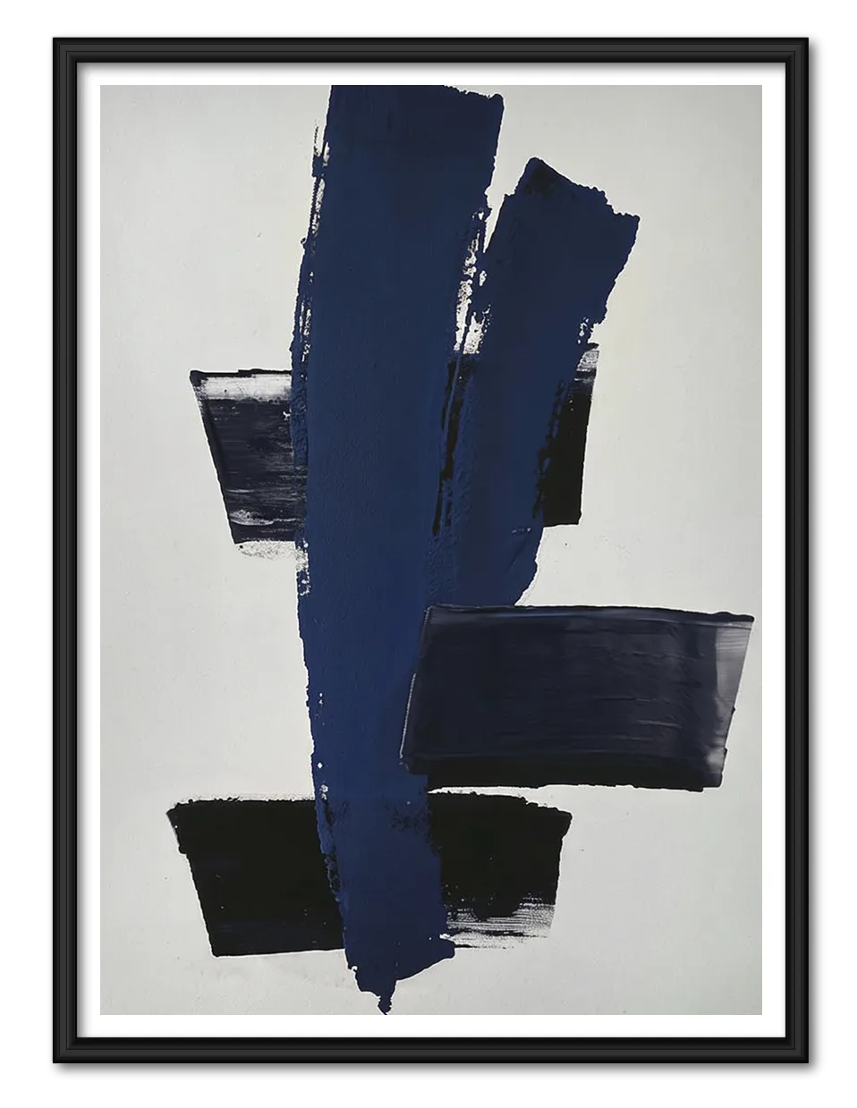 Navy Black Abstract Brushstroke Wall Art 1
