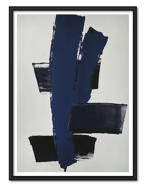 Navy Black Abstract Brushstroke Wall Art