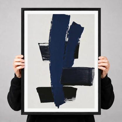 Navy Black Abstract Brushstroke Wall Art 3