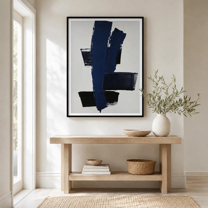 Navy Black Abstract Brushstroke Wall Art 6