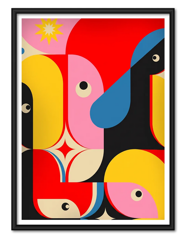Colorful Abstract Birds Wall Art