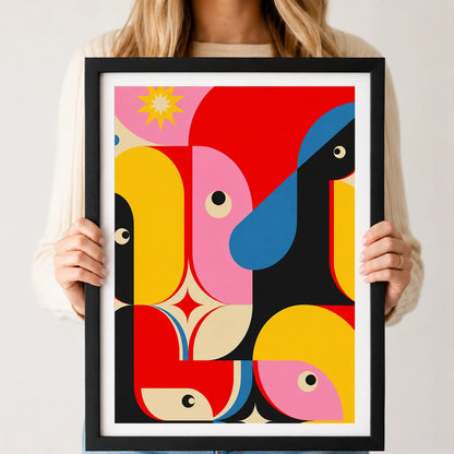 Colorful Abstract Birds Wall Art 3