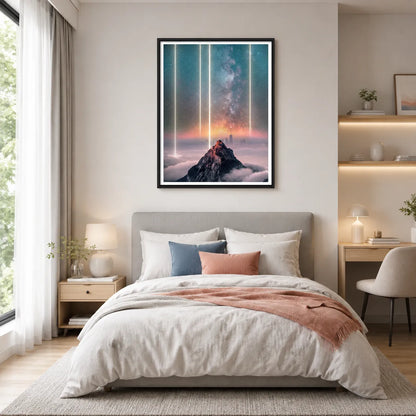 Cosmic Mountain Light Beams Wall Art 5