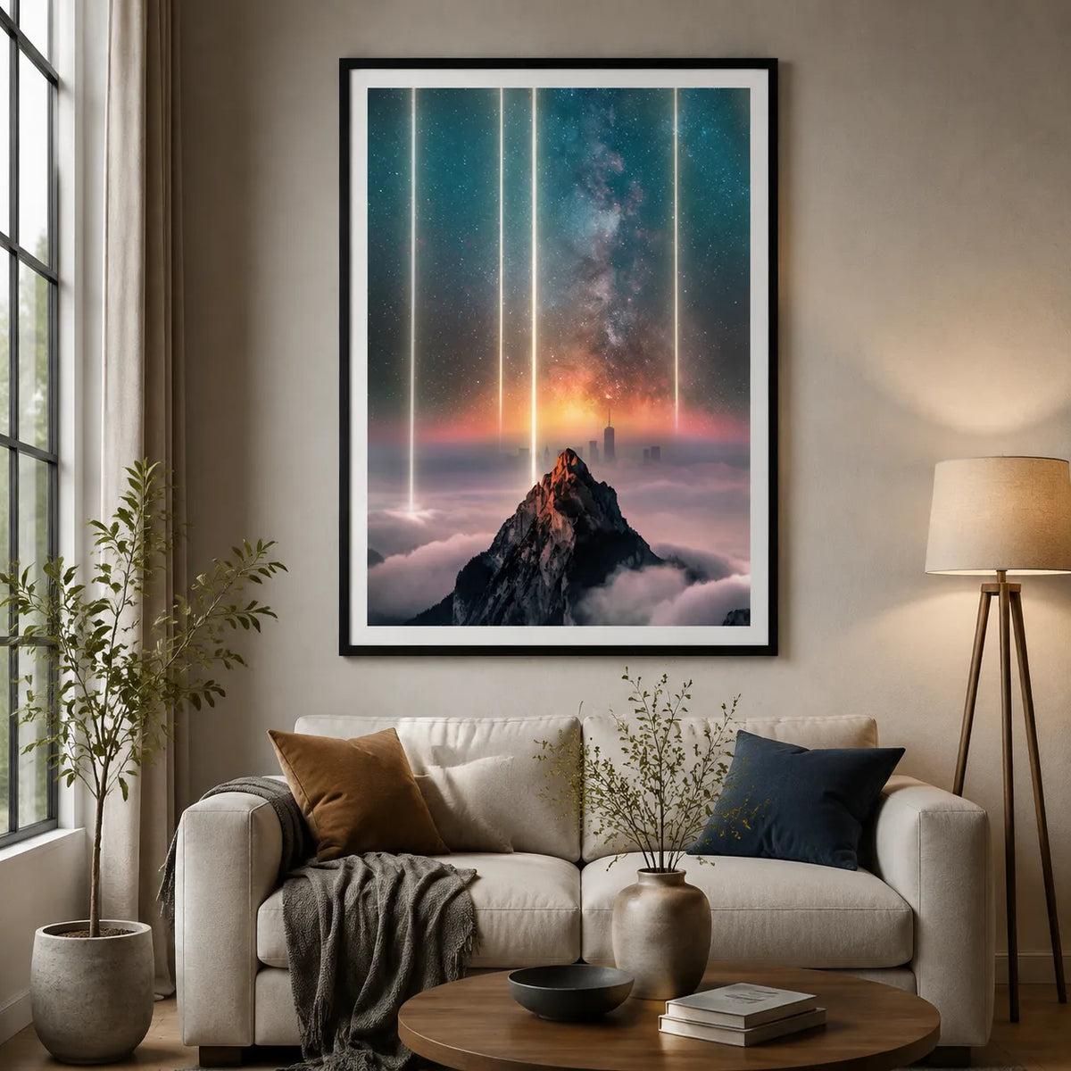 Cosmic Mountain Light Beams Wall Art 6