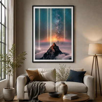 Cosmic Mountain Light Beams Wall Art 6