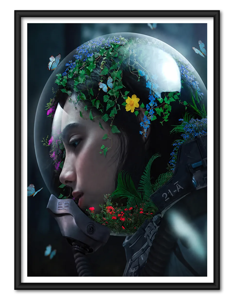 Floral Astronaut Dreamscape Wall Art 1
